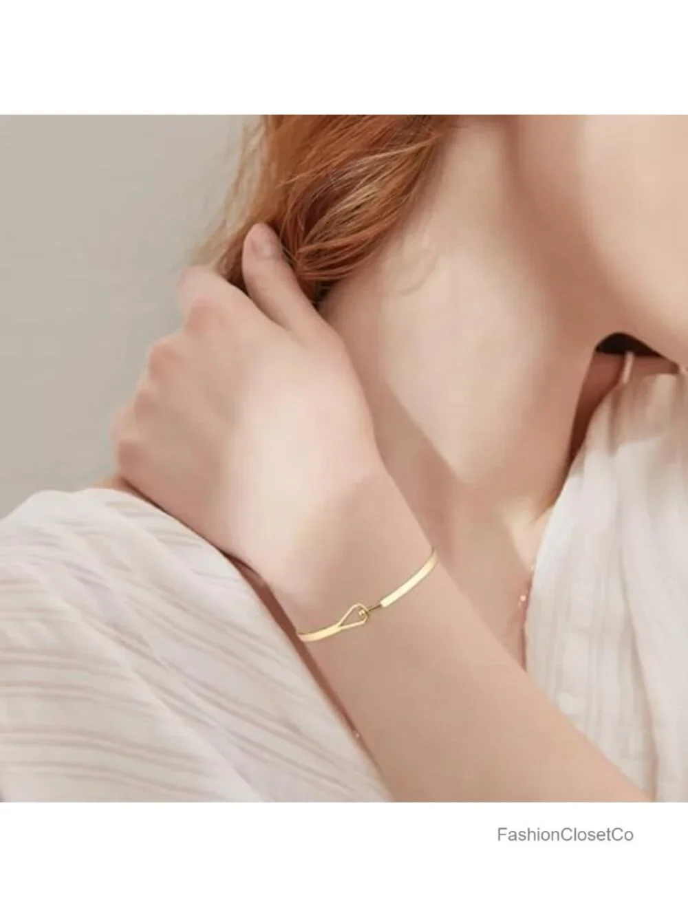 Adjustable Thin Cuff Bangle Hook Bracelet Gold Plated Minimalist Jewelry